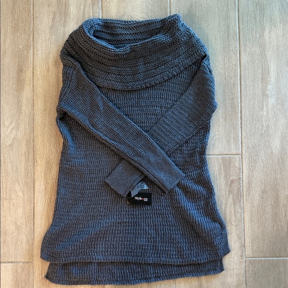 Style & Co. steel Grey Heather Cowl Neck Sweater NWT PM - Picture 13 of 15
